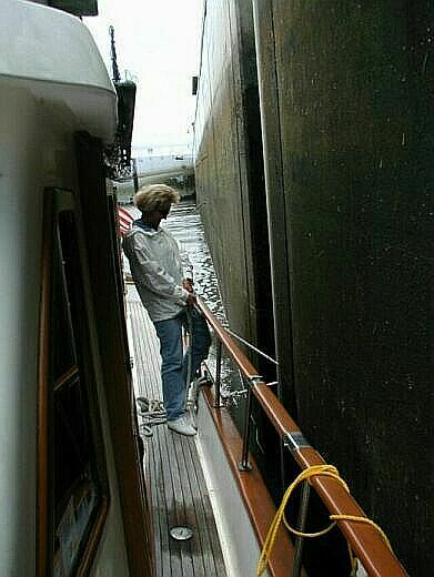 First lock for Sanderling's crew at Federal Lock, Troy, NY